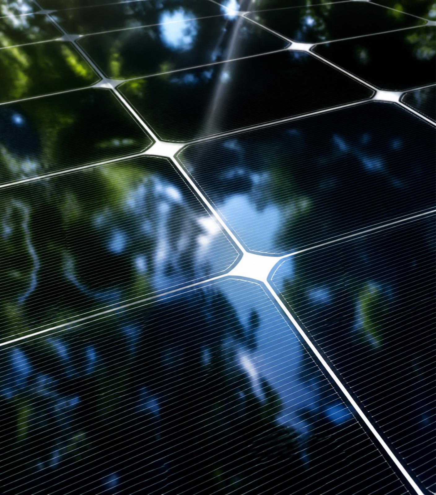 Macro view of monocrystalline solar cell